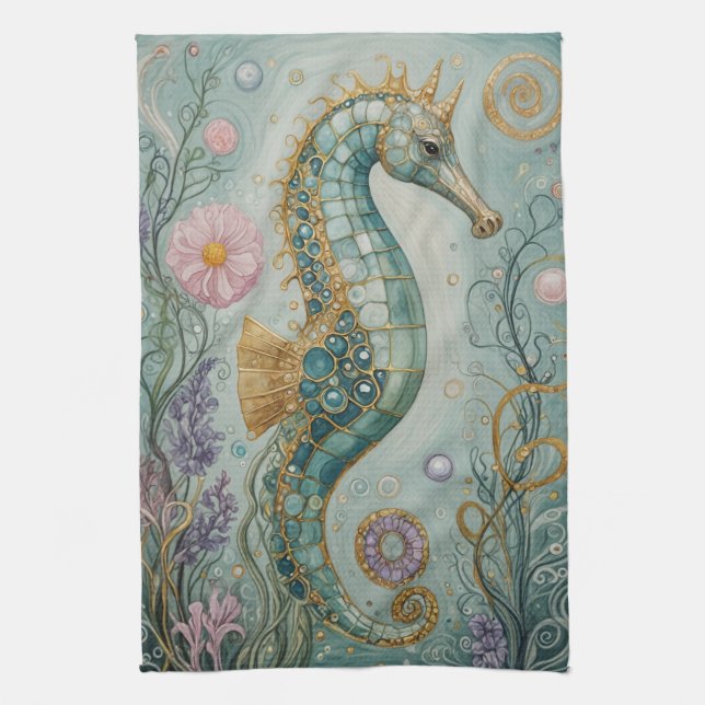 Paño De Cocina Santuario Shimmering Seahorse (Vertical)