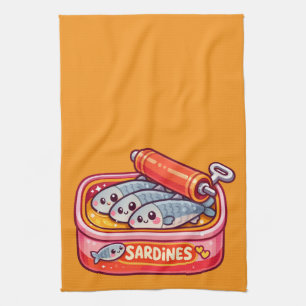 Paño De Cocina Sardinas Lindas Dibujo Animado