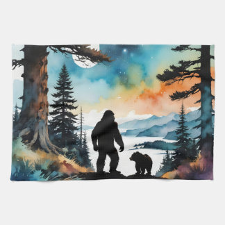Paño De Cocina Sasquatch y su oso mascota