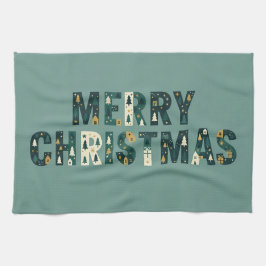 Paño De Cocina Scandinavian Merry Christmas Typography