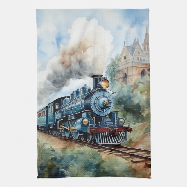 Paño De Cocina Scenic Landscape a Victorian Train (Vertical)