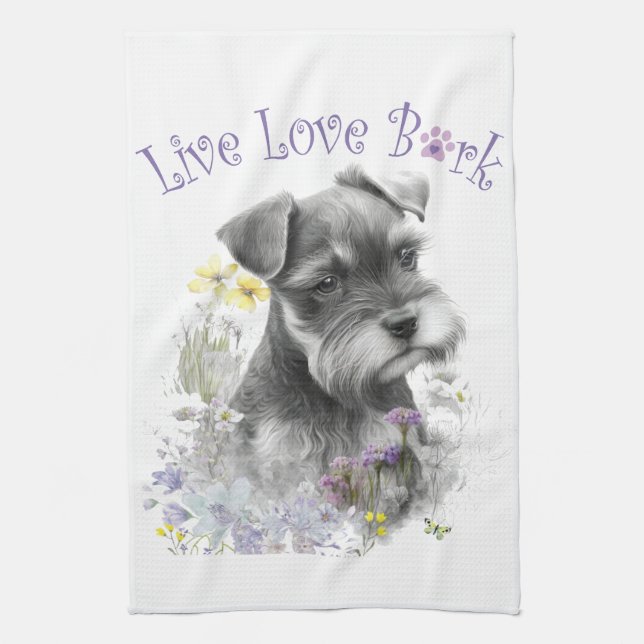 Paño De Cocina Schnauzer Dog Mom Floral (Vertical)
