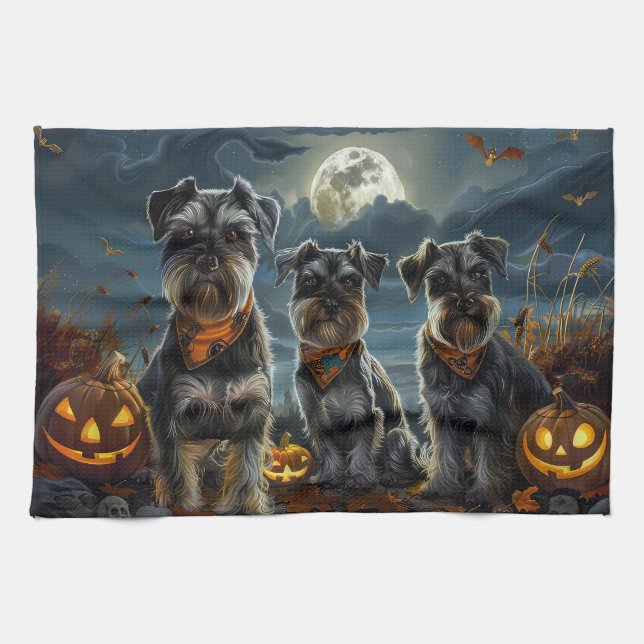 Paño De Cocina Schnauzer Halloween Spooky (Horizontal)