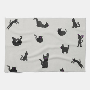 Paño De Cocina Schwarze Katzen Aquarell Muster