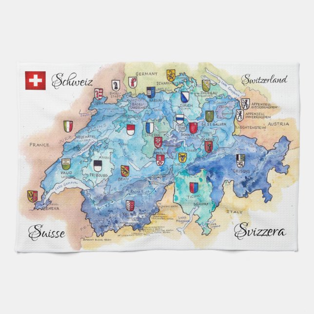 Paño De Cocina Schweiz: 2021/heute - 26 Kantone (Horizontal)