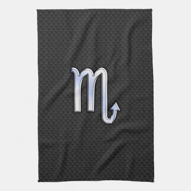 Paño De Cocina Scorpio Zodiac Chrome Como Símbolo Deco de serpien (Vertical)