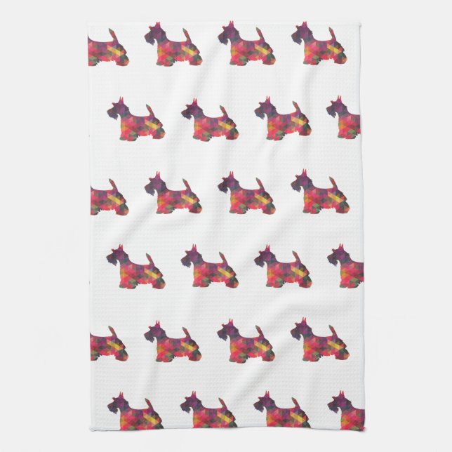 Paño De Cocina Scottie Perro Raza Geo Silhouette Multi (Vertical)