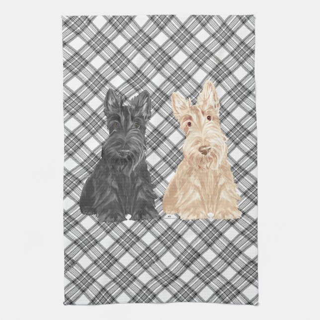 Paño De Cocina Scotties de tartán (Vertical)