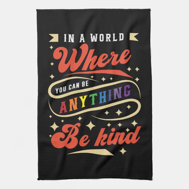 Paño De Cocina Sé amable | LGBTQ | Arcoiris | Mes del orgullo (Vertical)