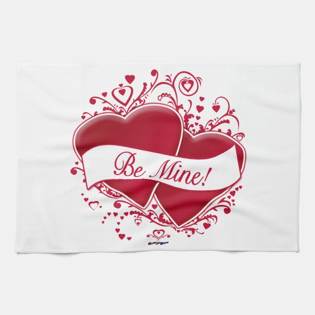Paño De Cocina ¡Sé Mío! Corazones rojos (Horizontal)