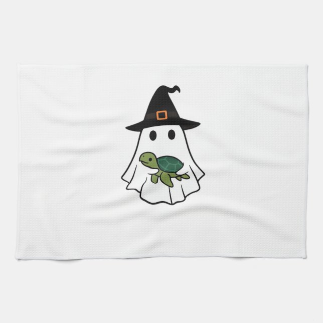Paño De Cocina Sea Turtle Halloween Ghost Witch Hat Animal Lovers (Horizontal)