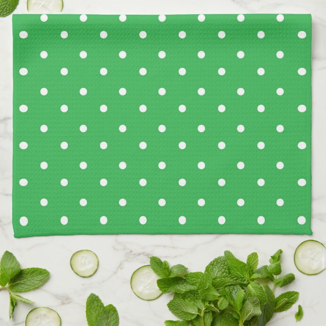 Paño De Cocina Seamless green background polka dot pattern (Doblado)