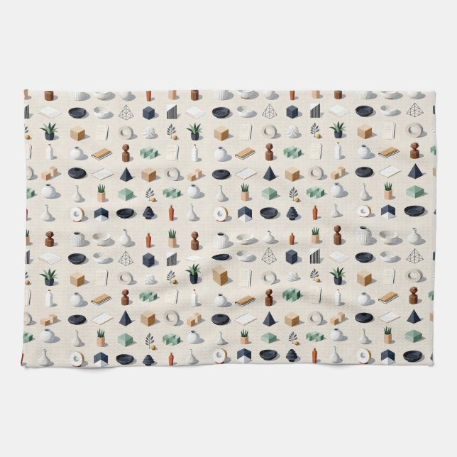 Paño De Cocina Seamless isometric patterns of vases plants (Horizontal)