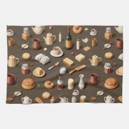 Paño De Cocina Seamless pattern of breakfast and tea sets