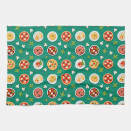 Paño De Cocina Seamless pattern on green pizza pasta and tomato
