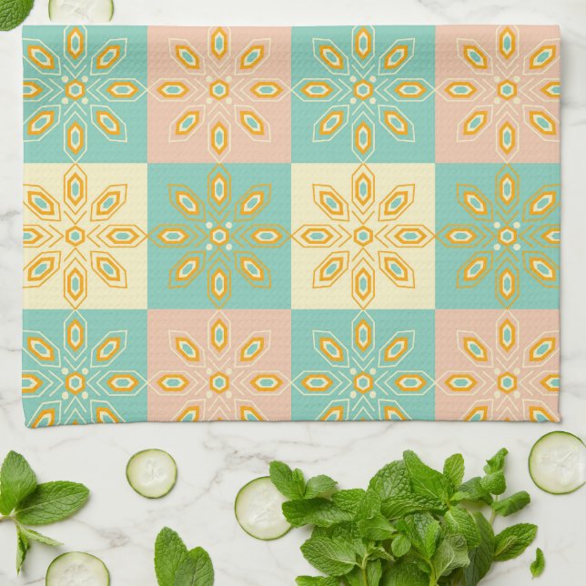 Paño De Cocina Seamless pattern with geometric floral motifs (Doblado)