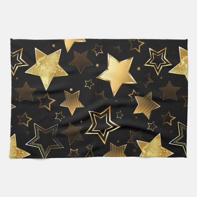 Paño De Cocina Seamless pattern with Golden Stars (Horizontal)