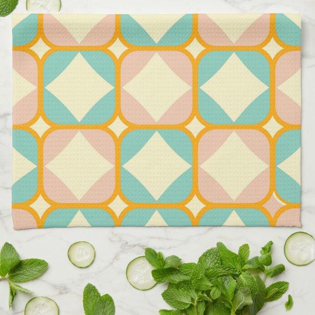 Paño De Cocina Seamless retro pattern with rounded squares (Doblado)