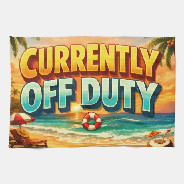 Paño De Cocina Seascape Coastal Currently Off Duty Artwork (Horizontal)