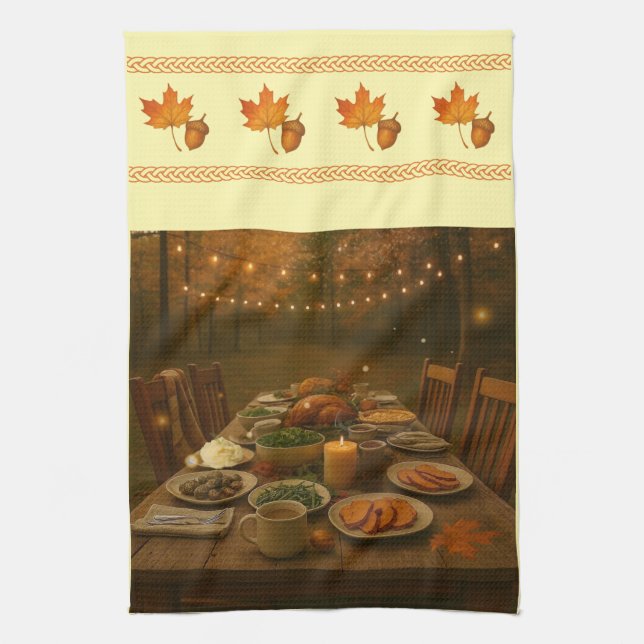 Paño De Cocina Season of Gatherings Wide Border Kitchen Towels (Vertical)