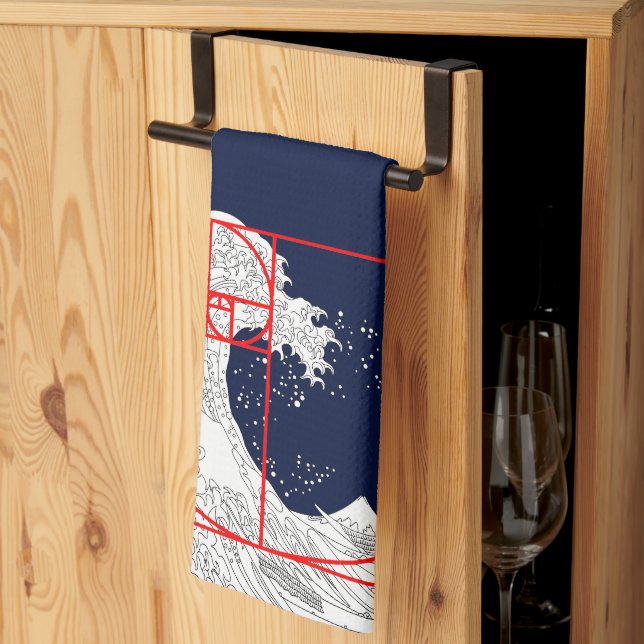 Paño De Cocina Secuencia Fibonacci y la gran ola (Pliegue de tercios)