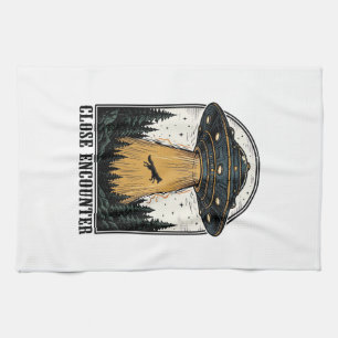 Paño De Cocina Secuestro del bosque alienígena grabado vintage de