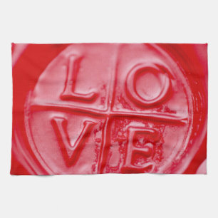 Paño De Cocina Sello de cera de amor, San Valentín, rojo, brillan