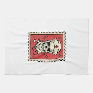 Paño De Cocina Sello divertido de enfermera calavera retro_1