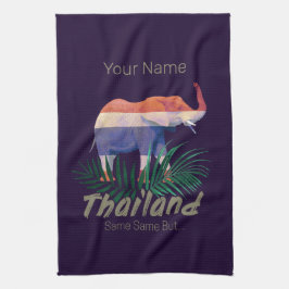 Paño De Cocina Selva con bandera de Tailandia deja recuerdo taila