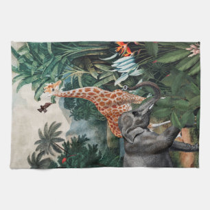 Paño De Cocina Selva tropical antigua con Ilustracion de animales