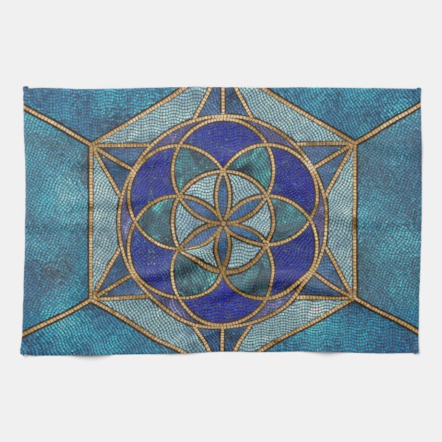 Paño De Cocina Semilla de vida Ornamento mosaico (Horizontal)