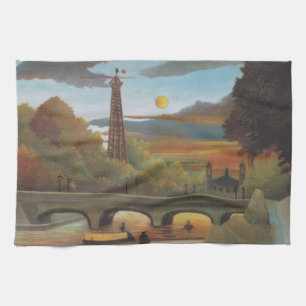 Paño De Cocina Sena y Torre Eiffel al Atardecer por Henri Roussea