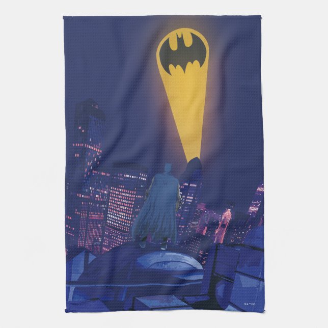 Paño De Cocina Señal de murciélago sobre Gotham (Vertical)