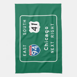 Paño De Cocina Señal de tráfico de Chicago, IL