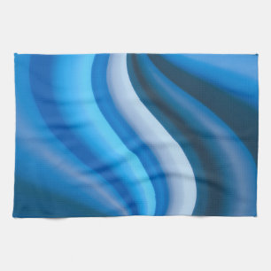 Paño De Cocina Sencilla y elegante franjas de ondulación azul  