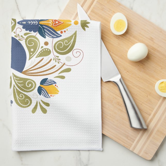 Paño De Cocina Sencillo Arte Folclórico Eslavo (Doblado Cuarto)