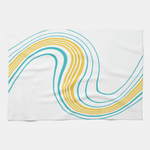 Paño De Cocina Sencillo Swirl - Turquesa y Amarillo