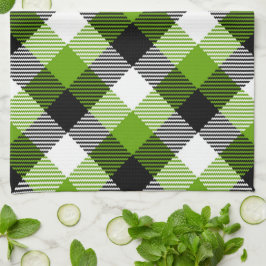 Paño De Cocina Sencillo Tartán Plaids Neon Green