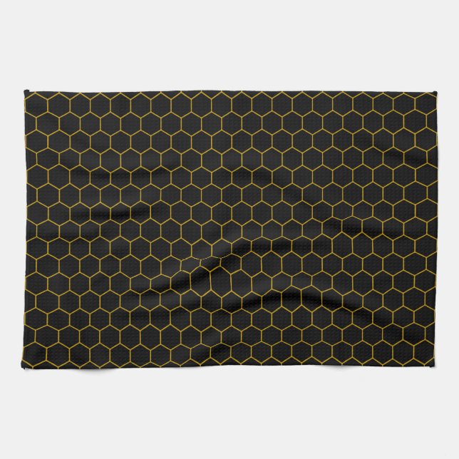 Paño De Cocina Sencillo y elegante patrón de abeja amarillo negro (Horizontal)