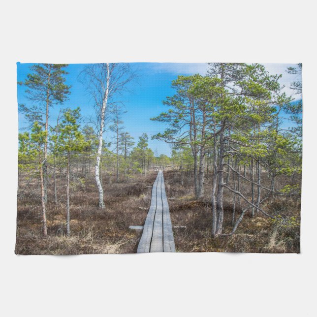 Paño De Cocina Sendero de madera sobre pantano (Horizontal)