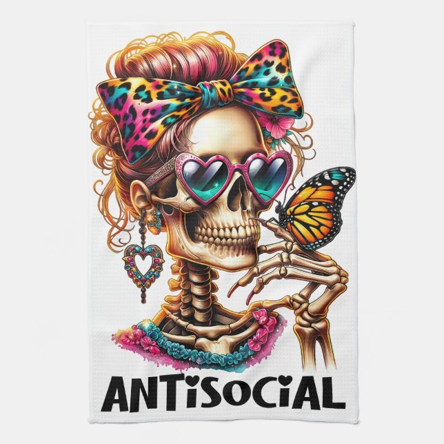 Paño De Cocina Señora del Skeleton Antisocial (Vertical)