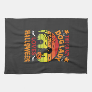 Paño De Cocina Señora Perro Loco Ama Diseño Antiguo de Halloween