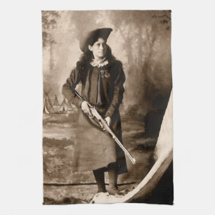 Paño De Cocina Señorita Annie Oakley con pistola, retrato fotográ