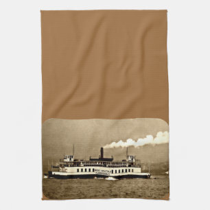 Paño De Cocina Sepia Steamboat Ferry