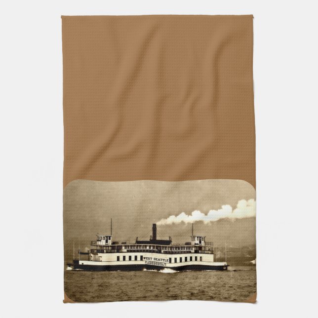 Paño De Cocina Sepia Steamboat Ferry (Vertical)