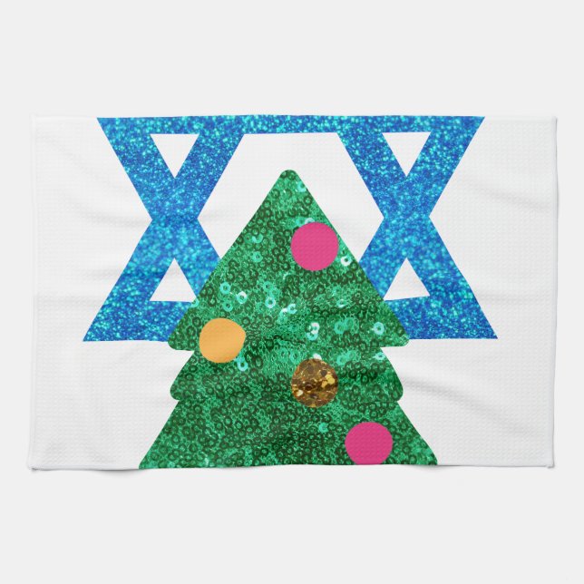 Paño De Cocina sequin christmukkah hanukkah (Horizontal)