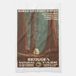 Paño De Cocina Sequoia Park CA, afiche de viajes turísticos antig