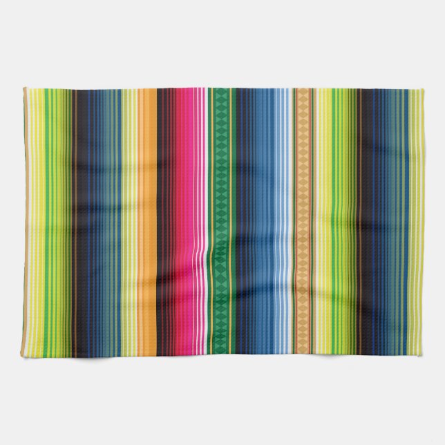 Paño De Cocina Serape combinado mexicano tradicional (Horizontal)
