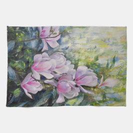 Paño De Cocina Serenidad de Magnolia - Arte floral de Lukian
