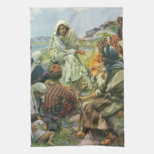 Paño De Cocina Sermón de la Montaña de Jesucristo, Religión Vinta